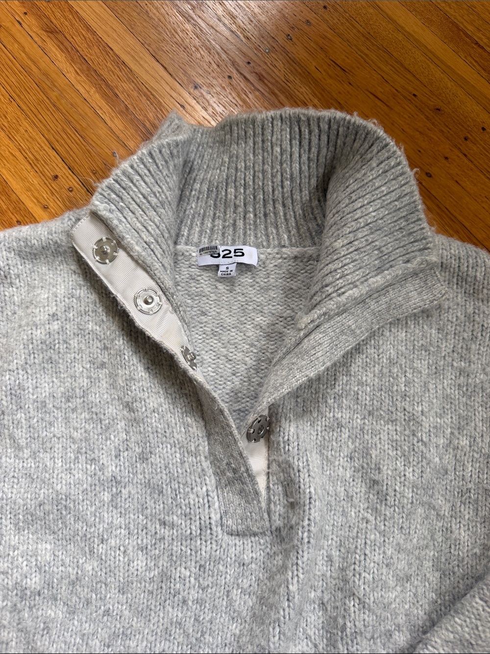 Light Gray Women's Half-Zip Sweater - Picture 2 of 4